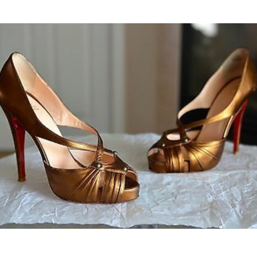 christian louboutin scissor girl copper shoes 38.5